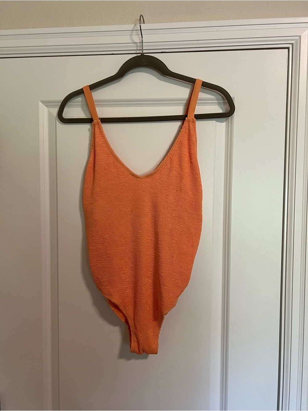 Primark Orange Textured V-Neck One Piece Swimsuit